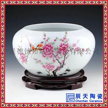 鱼缸景德镇 窑变荷花水浅聚宝盆 养龟盆花钵风水缸